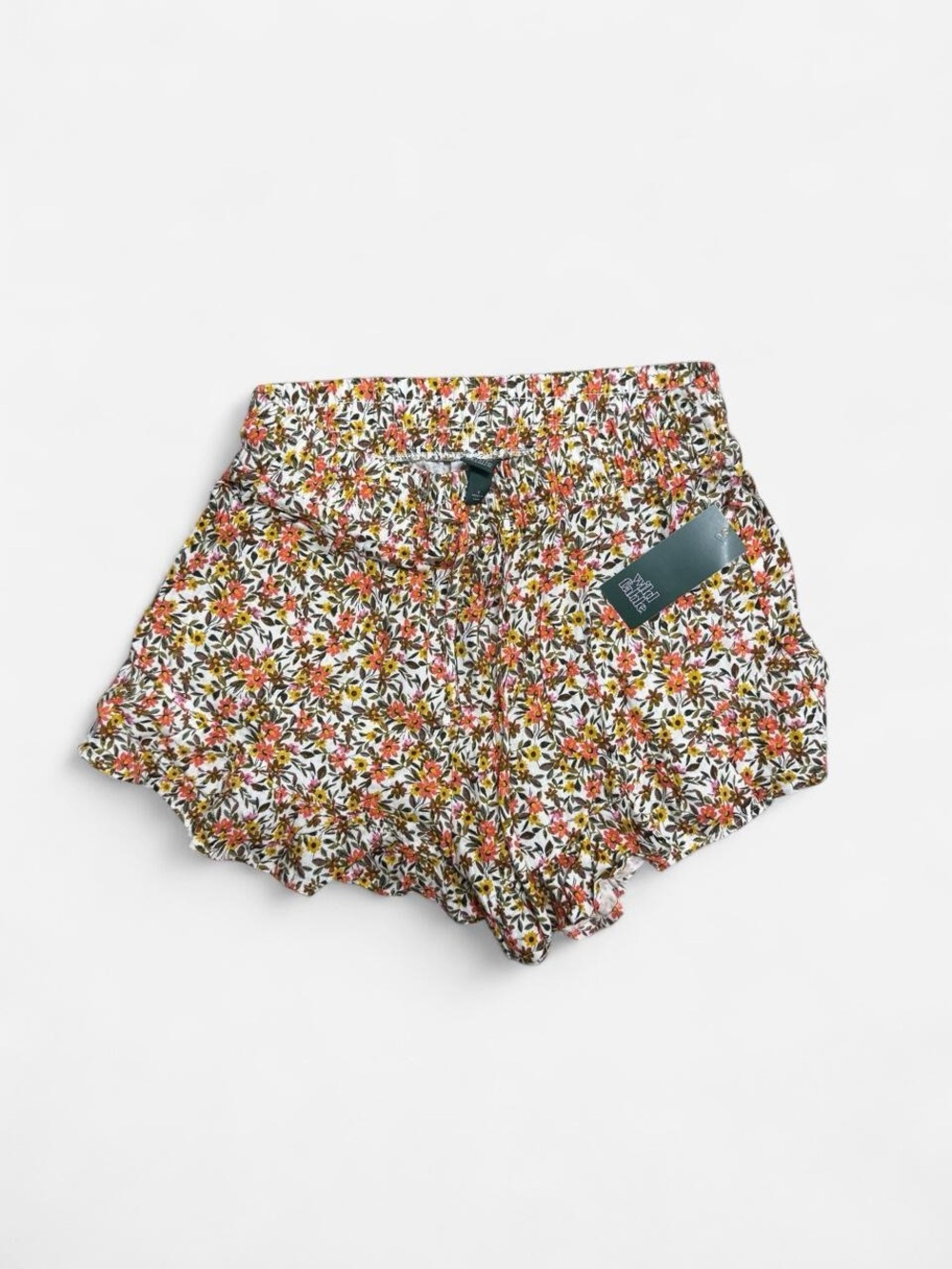 wild fable White Floral High-Waist Women's Shorts with Orange & Pink Flowers